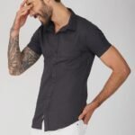 Premium Half Sleeves Plain Black Shirt.