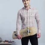 Rose & Beige Plaid Checked Cotton Shirt