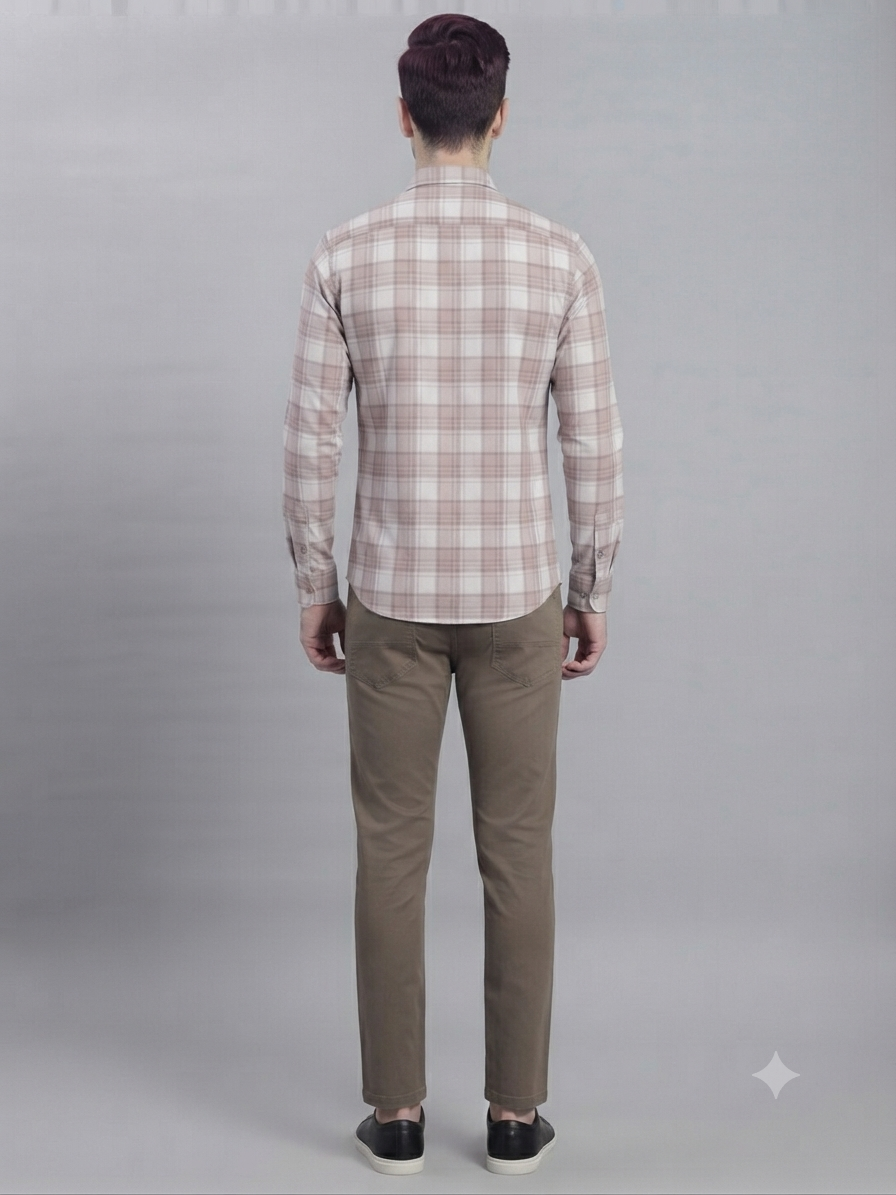 Rose Pink & Beige Plaid Checked Shirt - Image 7