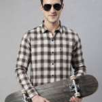 Espresso Brown & Off-White Block Plaid Shirt