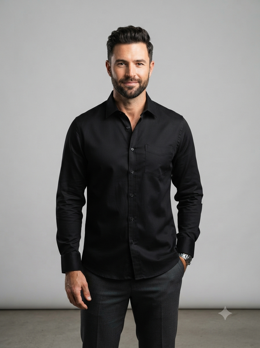 Midnight Black Casual Shirt - Image 6