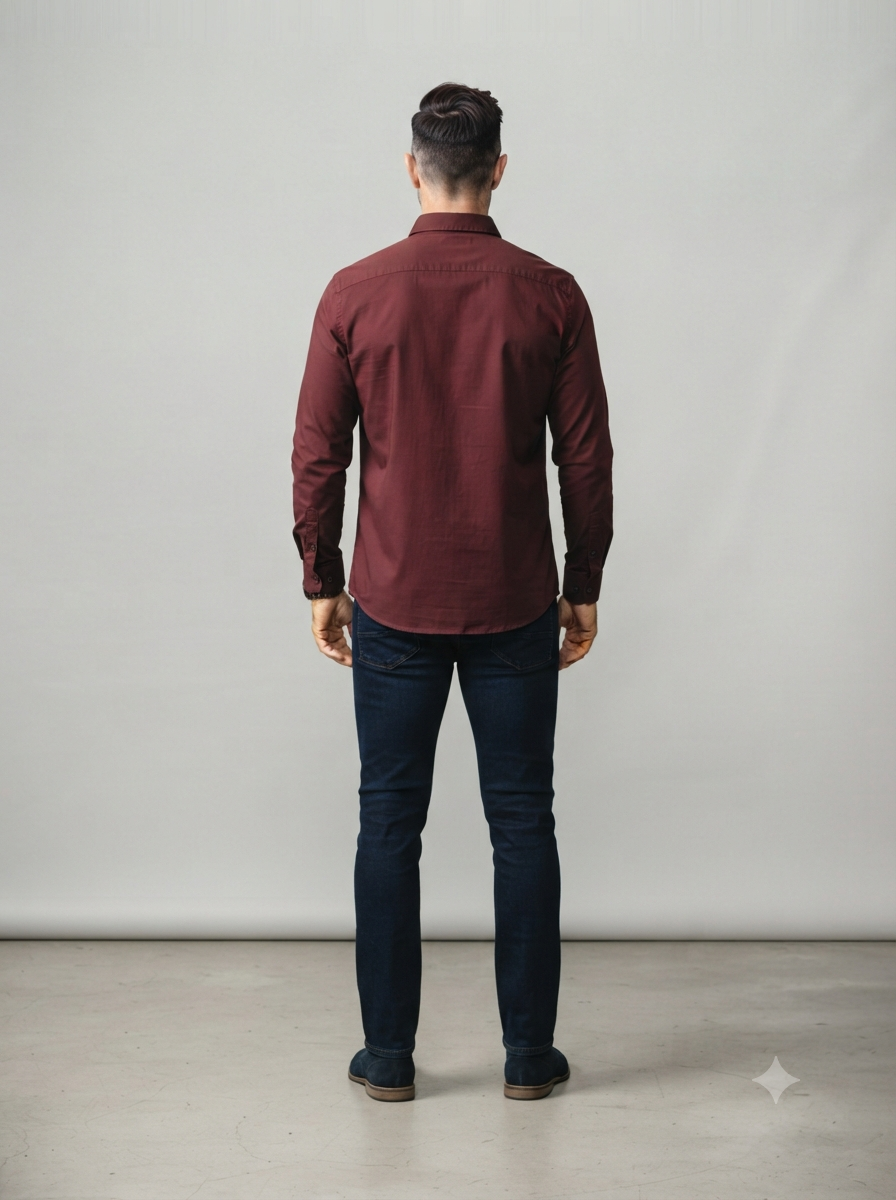 Rich Maroon Solid Casual Shirt - Image 3