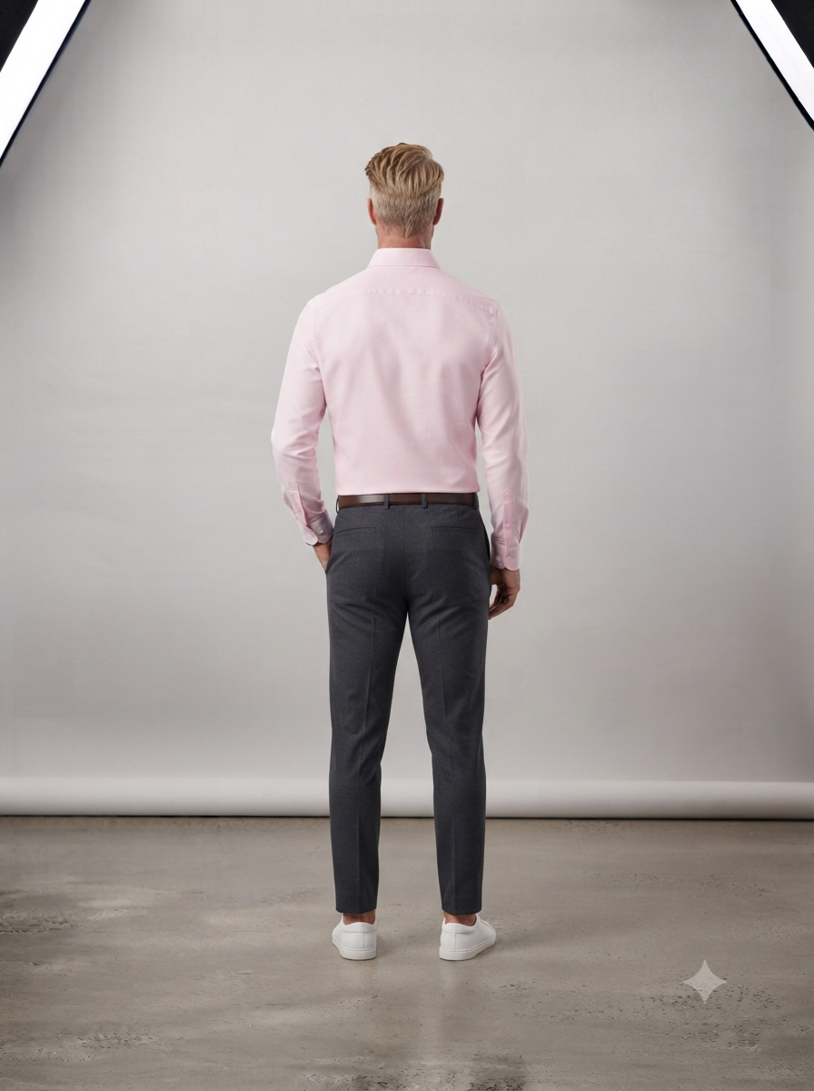 Men's Blush Light Pink Solid Cotton Shirt - Image 4
