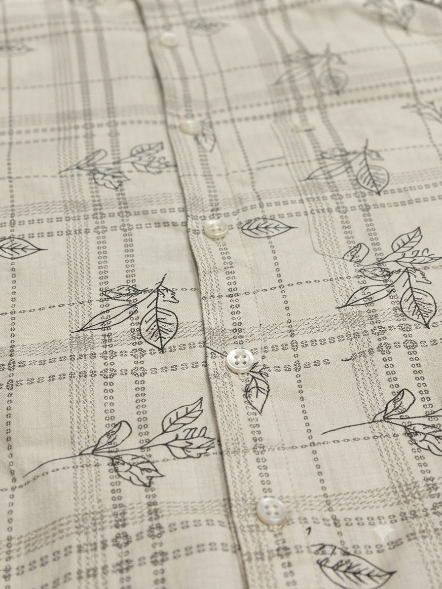 Botanical Leaf Print Cotton Shirt - Image 6