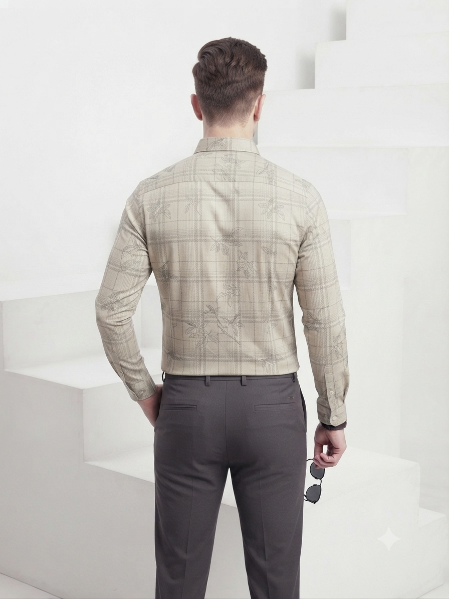 Botanical Leaf Print Cotton Shirt - Image 3