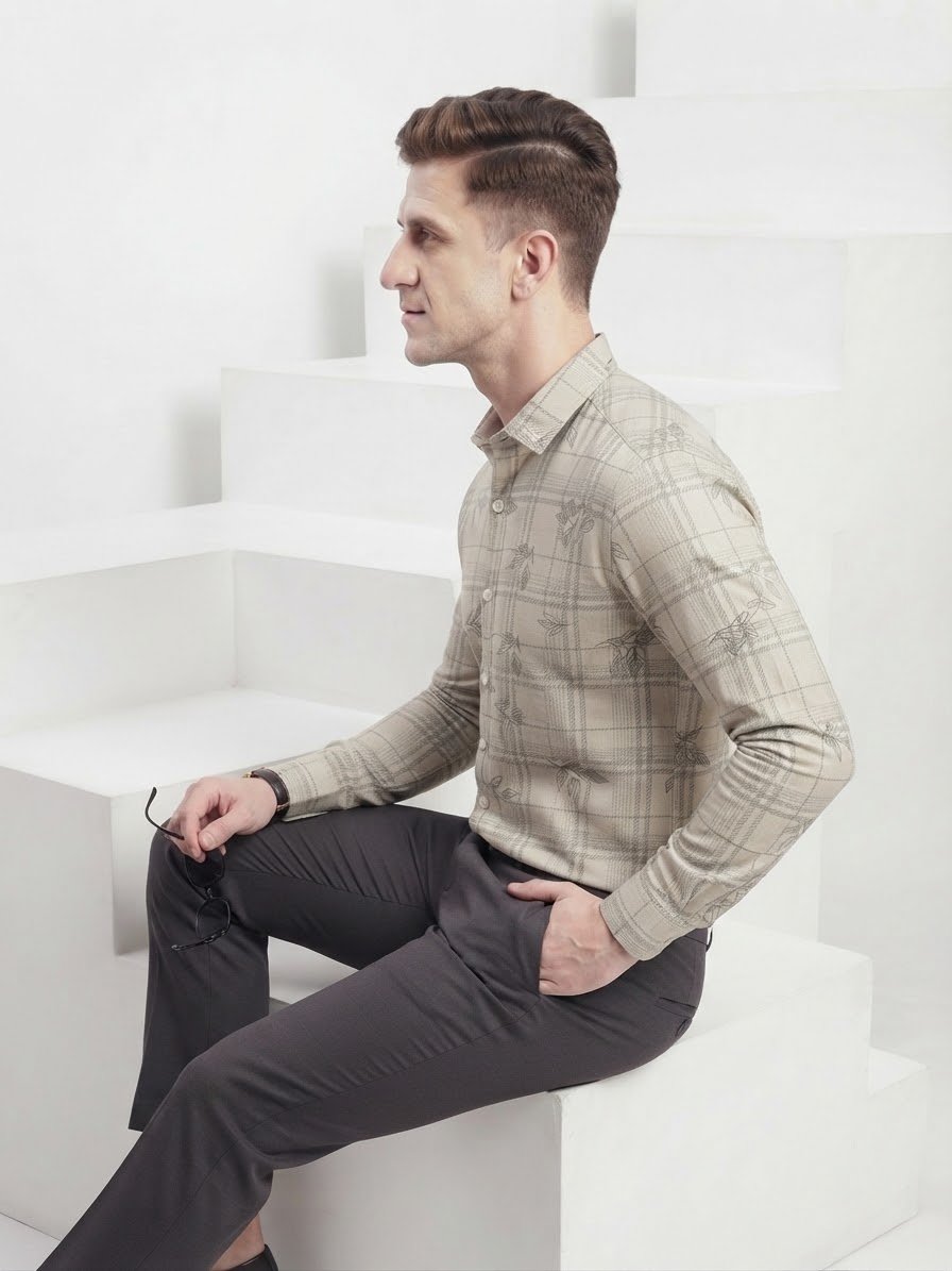 Botanical Leaf Print Cotton Shirt - Image 4