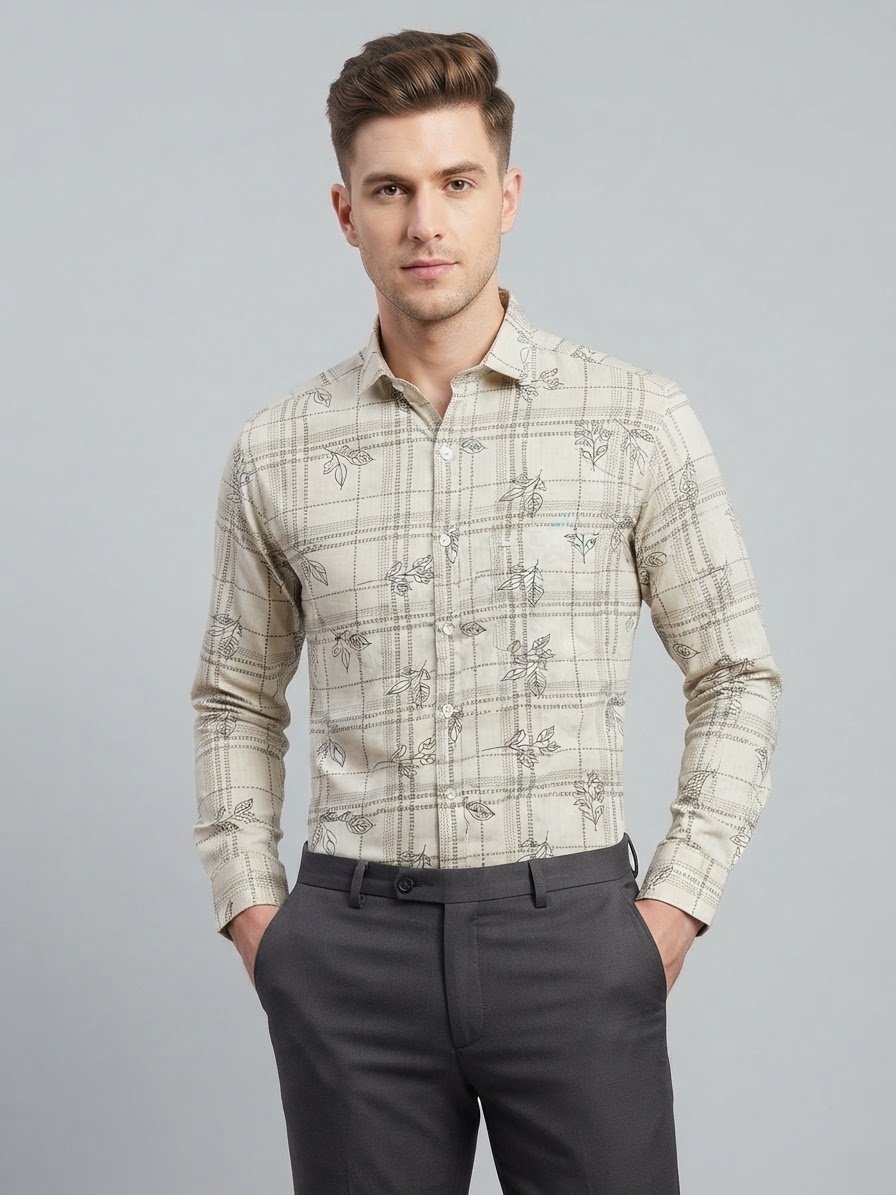 Botanical Leaf Print Cotton Shirt - Image 5