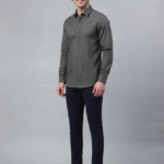 Dark Grey Abstract Cotton Casual Shirt