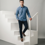 Slate Blue Solid Casual Shirt