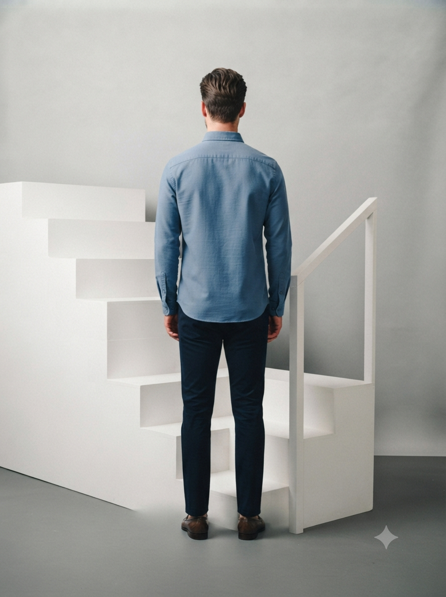 Slate Blue Solid Casual Shirt - Image 5