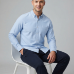 Ice Blue Solid Oxford Casual Shirt