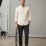 Men's Cream Ivory Solid Cotton Oxford Shirt