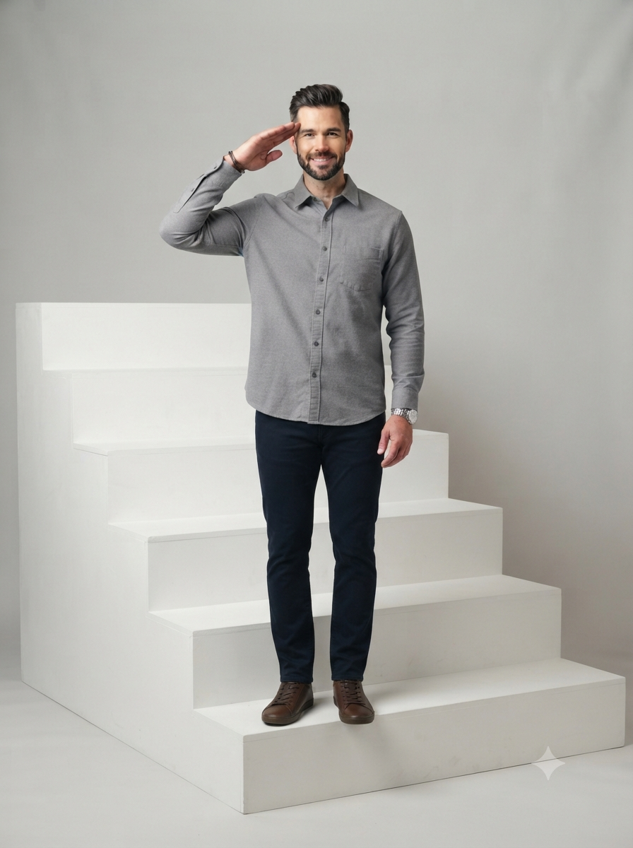 Men's Light Grey Solid Cotton Shirt - Image 2